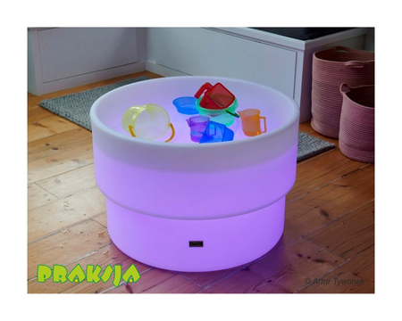 Podświetlany stół z zagłębieniem na wodę i piasek okrągły – Tickit®