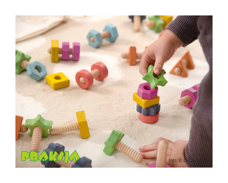 Tęczowe drewniane nakretki i śruby duży zestaw – Tickit®