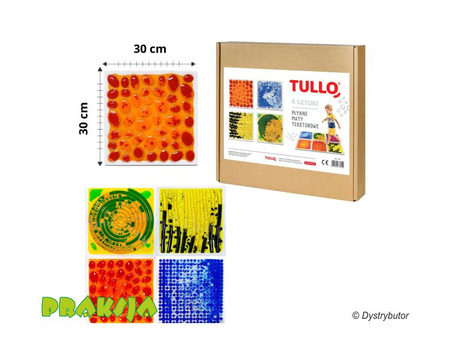 Ścieżka sensoryczna – fakturowe płytki sensoryczne z cieczą - 30x30cm - /4 szt/ - Tullo®