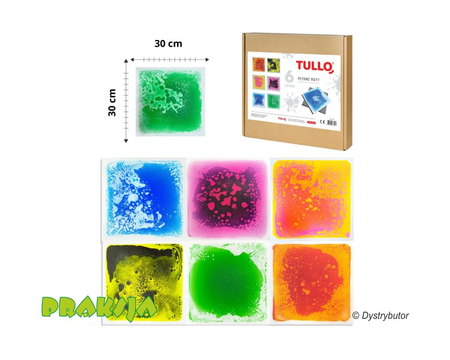 Ścieżka sensoryczna – gładkie płytki sensoryczne z cieczą - 30x30cm - /6 szt/ - Tullo®