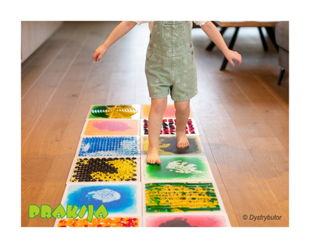 Ścieżka sensoryczna – gładkie płytki sensoryczne z cieczą - 30x30cm - /6 szt/ - Tullo®