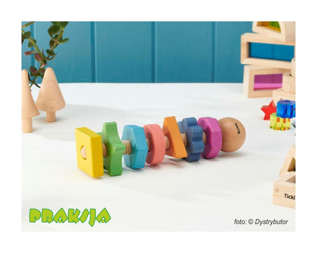 Drewniana śruba z tęczowymi nakrętkami  – Tickit®